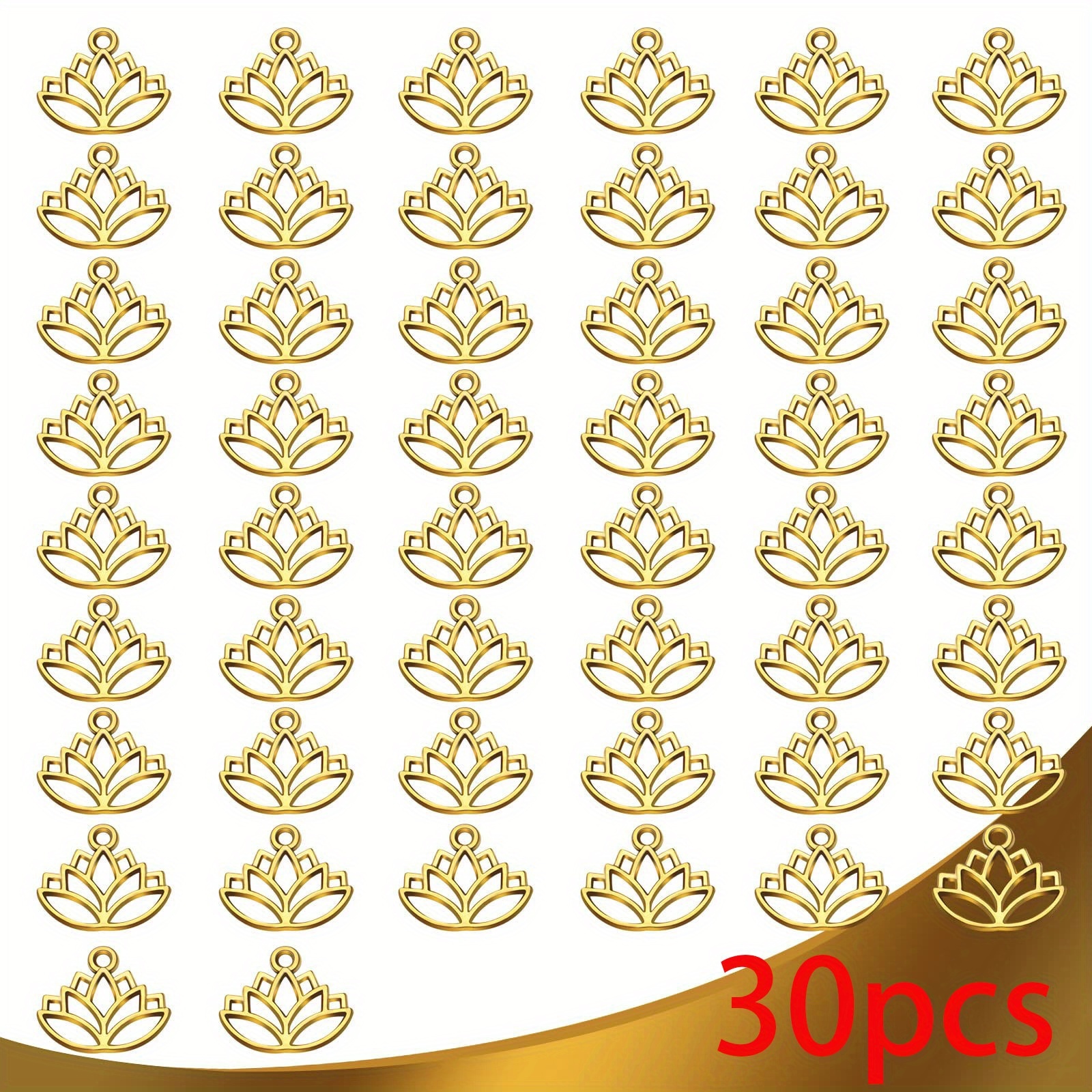 TEMU 30pcs For Lotus Charm Pendants Alloy Yoga For Lotus Flower Charms Beads Charms Pendants Craft Supplies For Diy Necklace Bracelet Jewelry Making