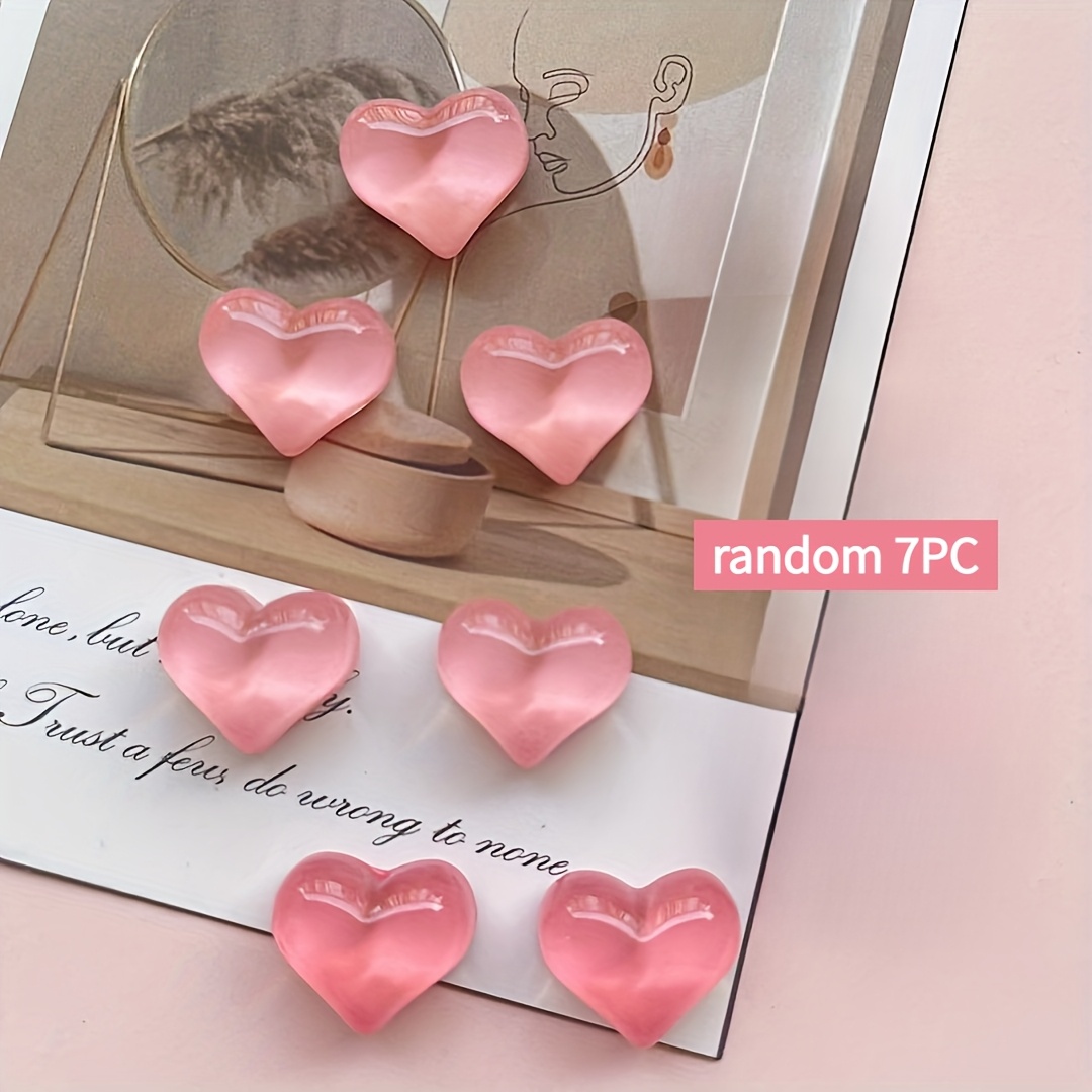 TEMU Set da 7 calamite da frigorifero casuali a forma di cuore in plastica - Calamite decorative multifunzionali per cucina, lavagne bianche da