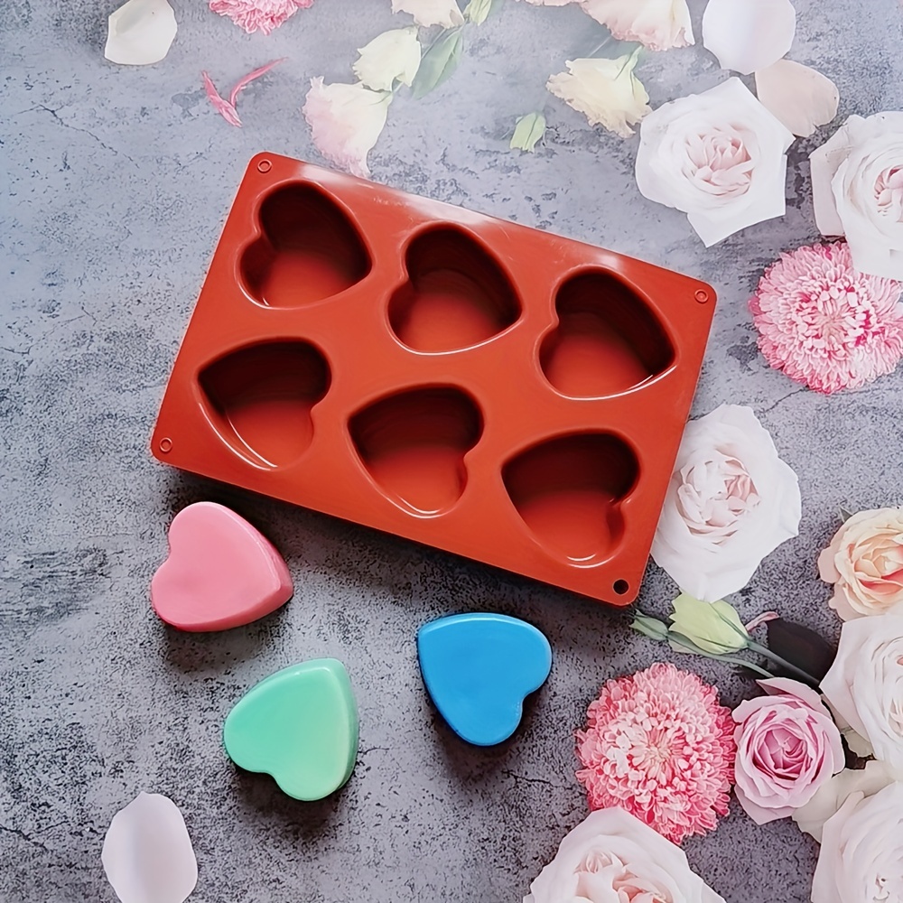 

1pc Love Silicone Soap Mold, 6-hole Heart-shaped Diy Mold, Love Dessert Tools