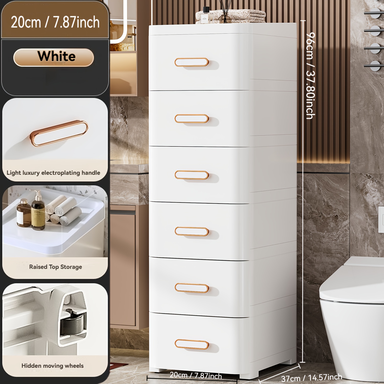 Image of Bathroom Cabinet Organizer, Plastic Storage, Multipurpose Shelving System For Cosmetics, Vitamins, Additions, Fits Perfectly In Bathroom, Bedroom Dresser, Living Room Corner