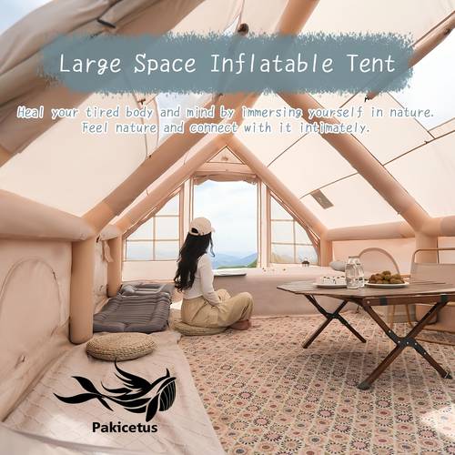 pakicetus inflatable camping tent quick air flow ventilation system full breathable mesh wall upf50 sun protection high quality windproof easy setup portable cabin tent for summer glamping backpacking