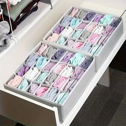 2 pack 48 compartment fabric socks underwear organizers durable zipper foldable closet storage box for socks underwear ties ideal for bedroom home decor closet organization modern organizer durable zipper closure sock organizer underwear organizer drawer organizer