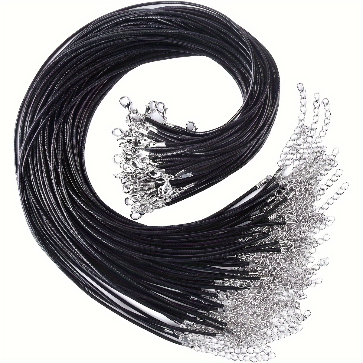 TEMU 100pcs, Black Nylon Loose Chains Necklace Thread With Lobster Clasps For Jewelry Making And Restoration