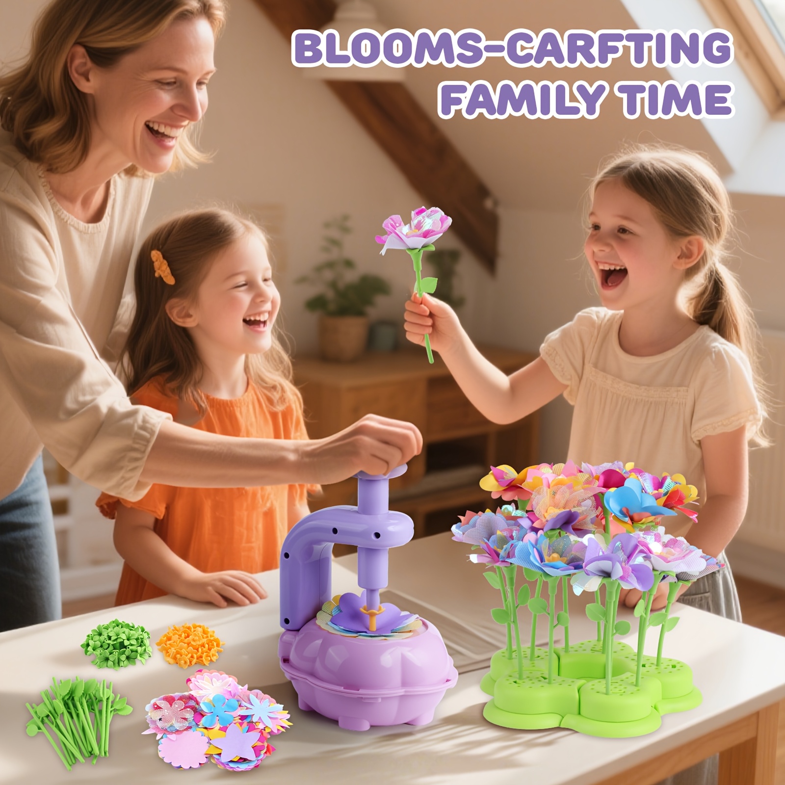 Fabric Flower Bouquets Toys, DIY Craft Kits Toys For Kids - Flower Market Toy, Build Your Flower Bouquet, Arts & Crafts For 4 5 6 7 8 Year Girl, Educational Activity Preschool B-Day Gifts