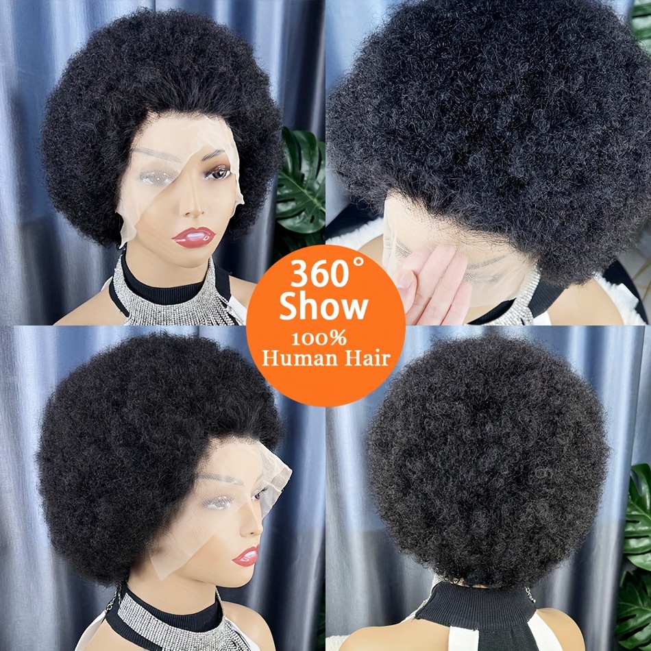 200% density afro lace front wig human hair 13x4 - Temu