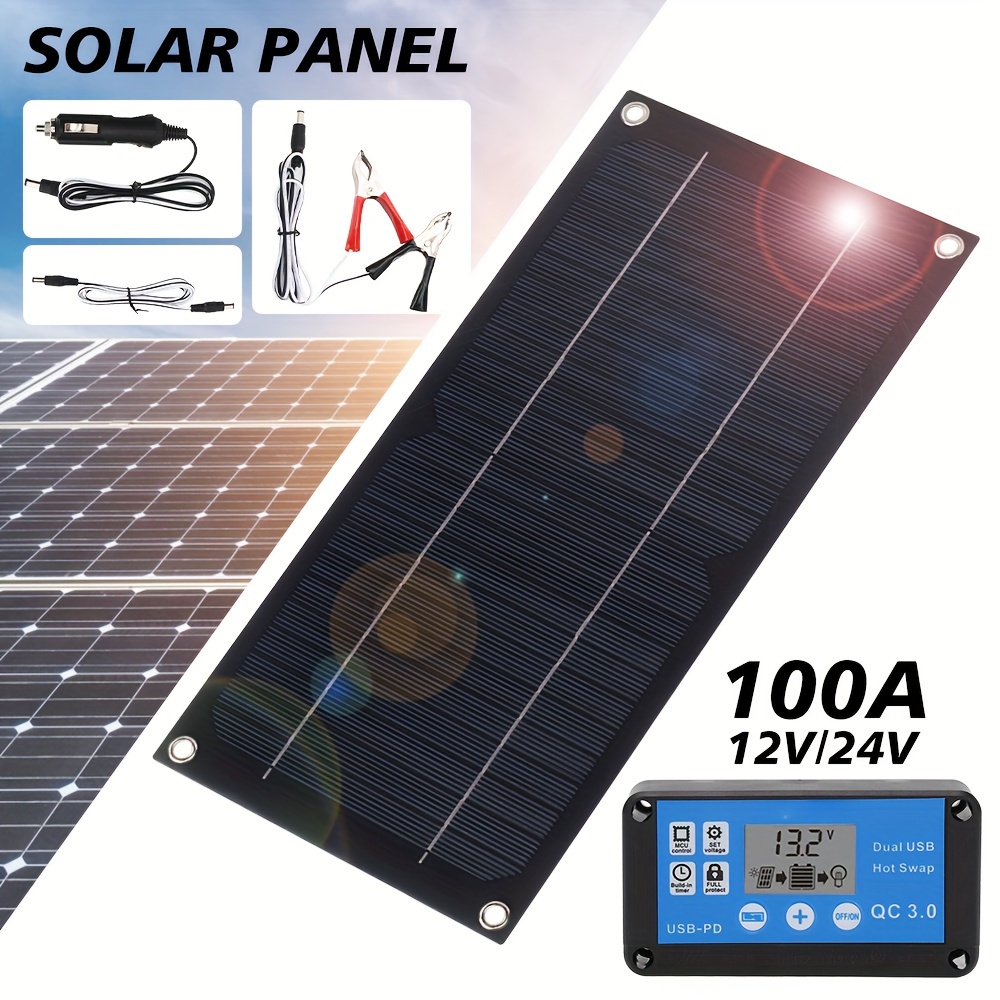 

Outdoor Generator And Portable Power Ip0132 Black Monocrystalline Solar Panel Set - Solar Panel Plus 100a