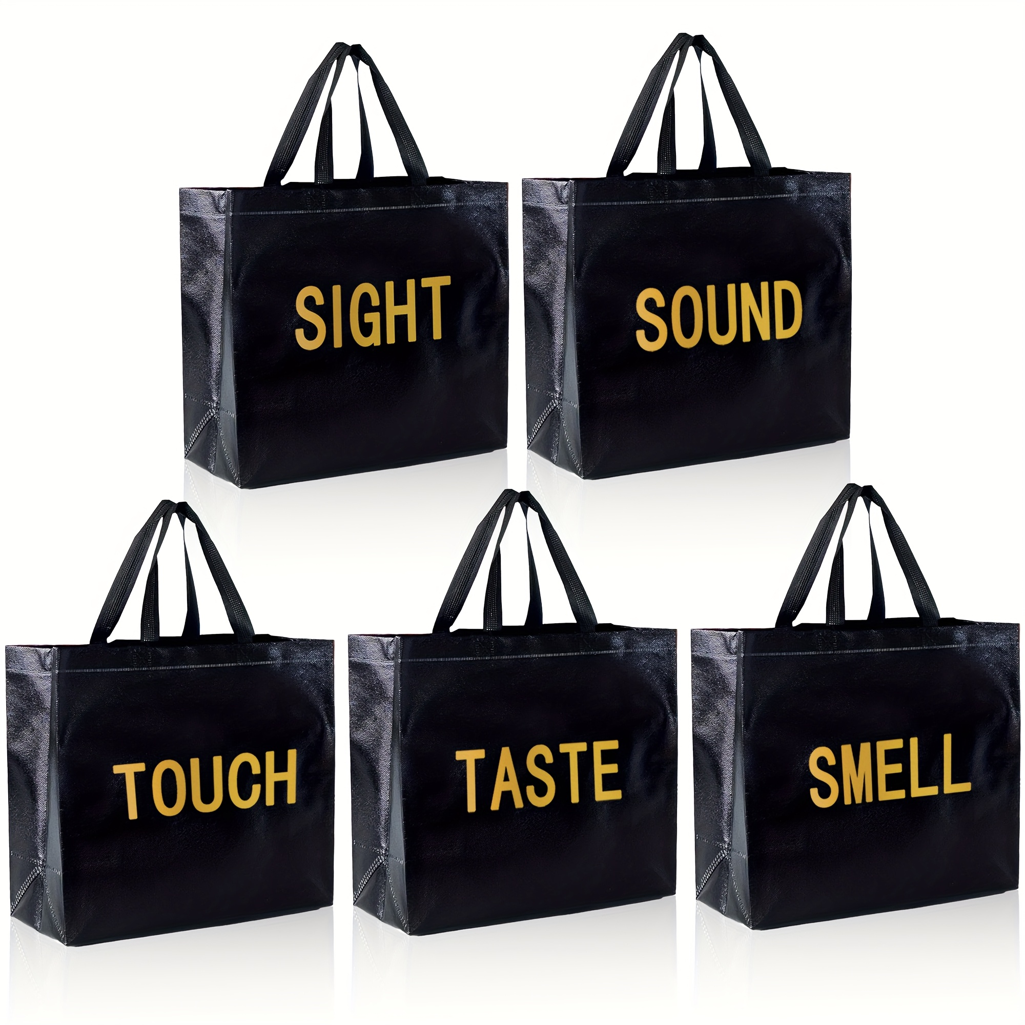 TEMU Gift For Her/him 5-sense Gift Bag For Him/her, Portable Birthday Gift Packaging For Anniversary Parties, Mother's Day, Black, . 13x11x5 Inches