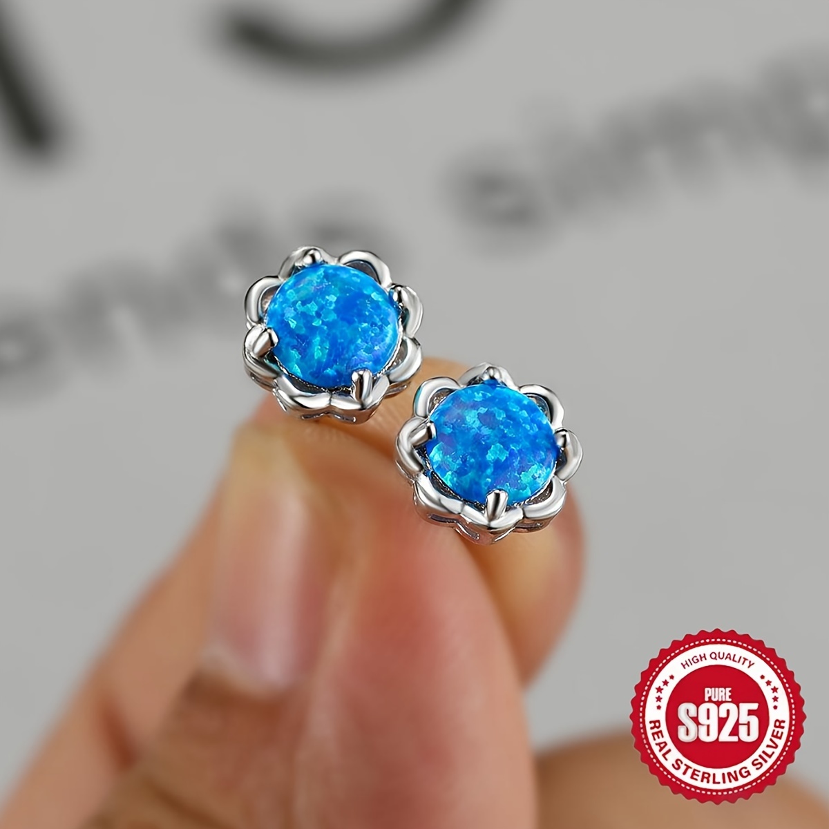 

S925 Sterling Silver Blue Earrings, Suitable For Women, Suitable For Dates, Parties, Jewelry Accessories 1.4g/0.05oz