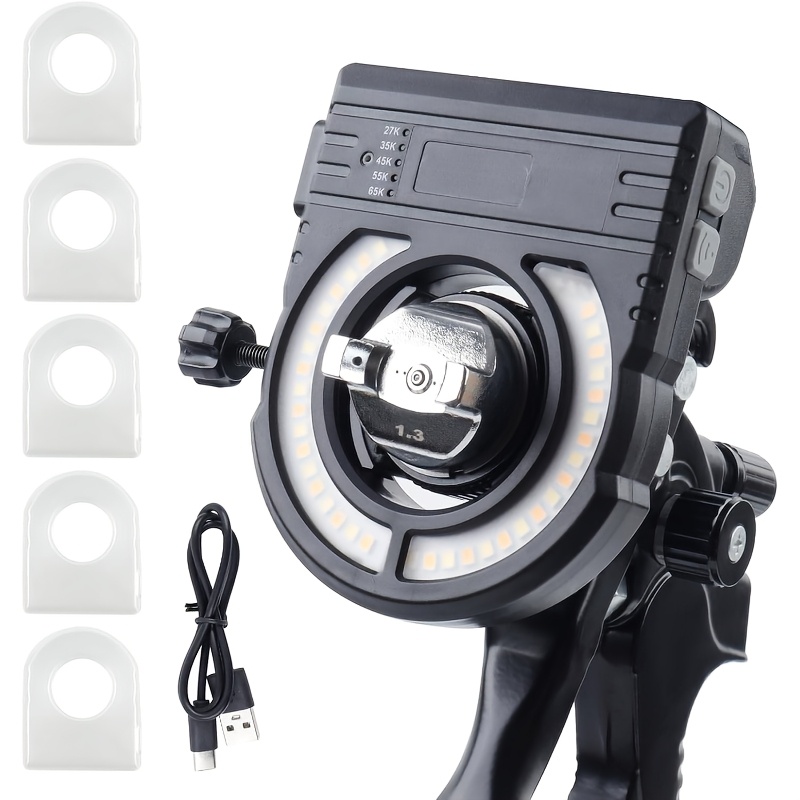 TEMU Led Automatic Spray Gun Light, Supports 2700-6500k Color Temperature And 500/250lumen Brightness, Adjustable Led Lighting System, Provides