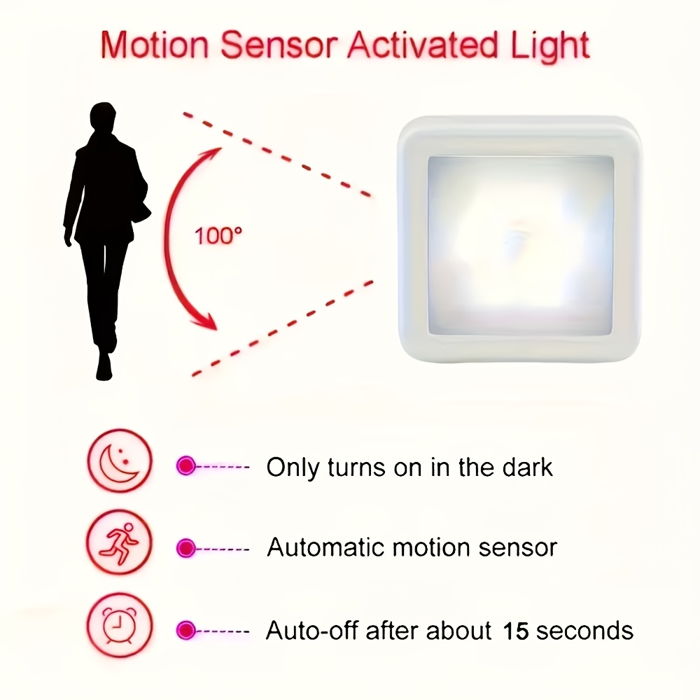 2pcs Smart Motion-Sensor 6-LED Floor/Ceiling/Wall Lamp Set