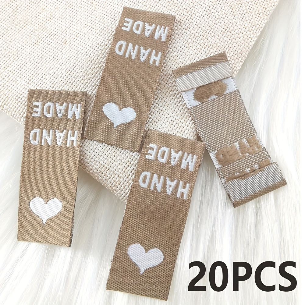 20/50pcs 10 Colour Lettering Handmade And Love Fabric Labels Art Labels Ted Crafts Fashion Clothing Sewing For Sewing Clothes High Quality