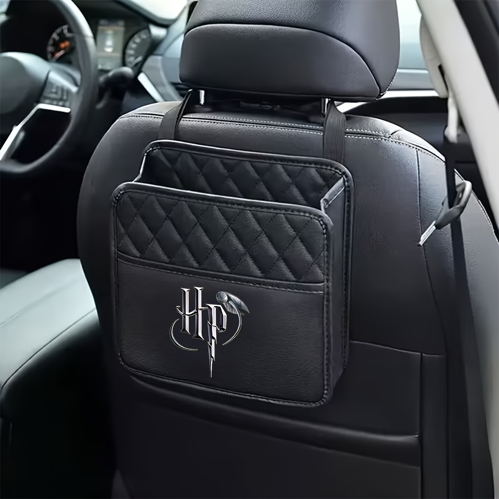 TEMU 1pc Wb Harry Potter Golden Car Organizer Suitable For Most Vehicle Seat Back Storage, Large Hanging Storage Bag With Themed For &, For Car,