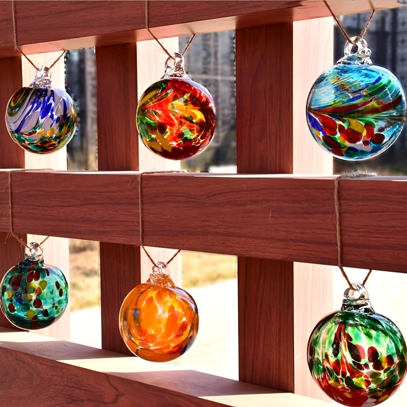 TEMU 6pcs Hand-blown Glass Balls, Christmas Decoration Hanging Glass Gazing Balls, Witch Balls, Friendship Balls, Home Crafts, Decorated Garden