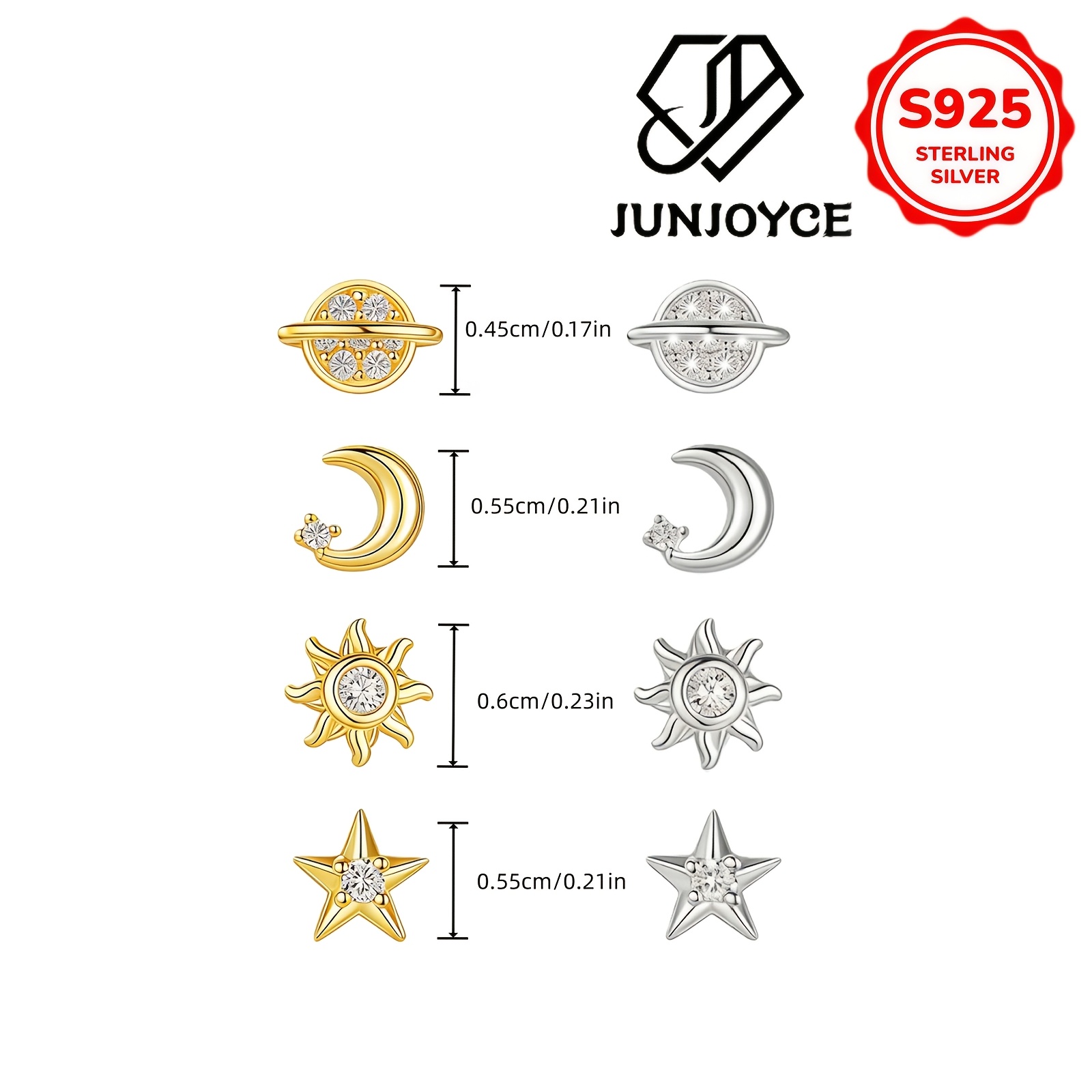 4pc Valentine's Day S925 Silver Women's Stud Earrings Set