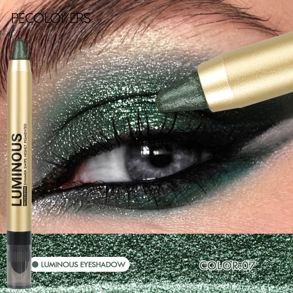 Green Color Pearlescent Waterproof Eye Makeup High Light Stick - Matte & Shimmer Finish, Long-lasting Smoky Eye Shadow Pen With Rotating Tip For Natural & Looks, Beauty Product, Smooth Application
