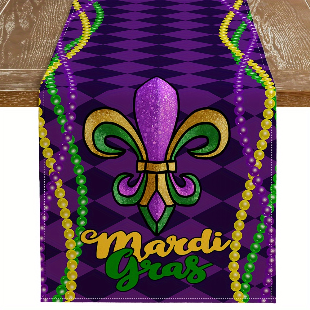 

Mardi Table - 13x72 , Purple , Burlap For Dining &