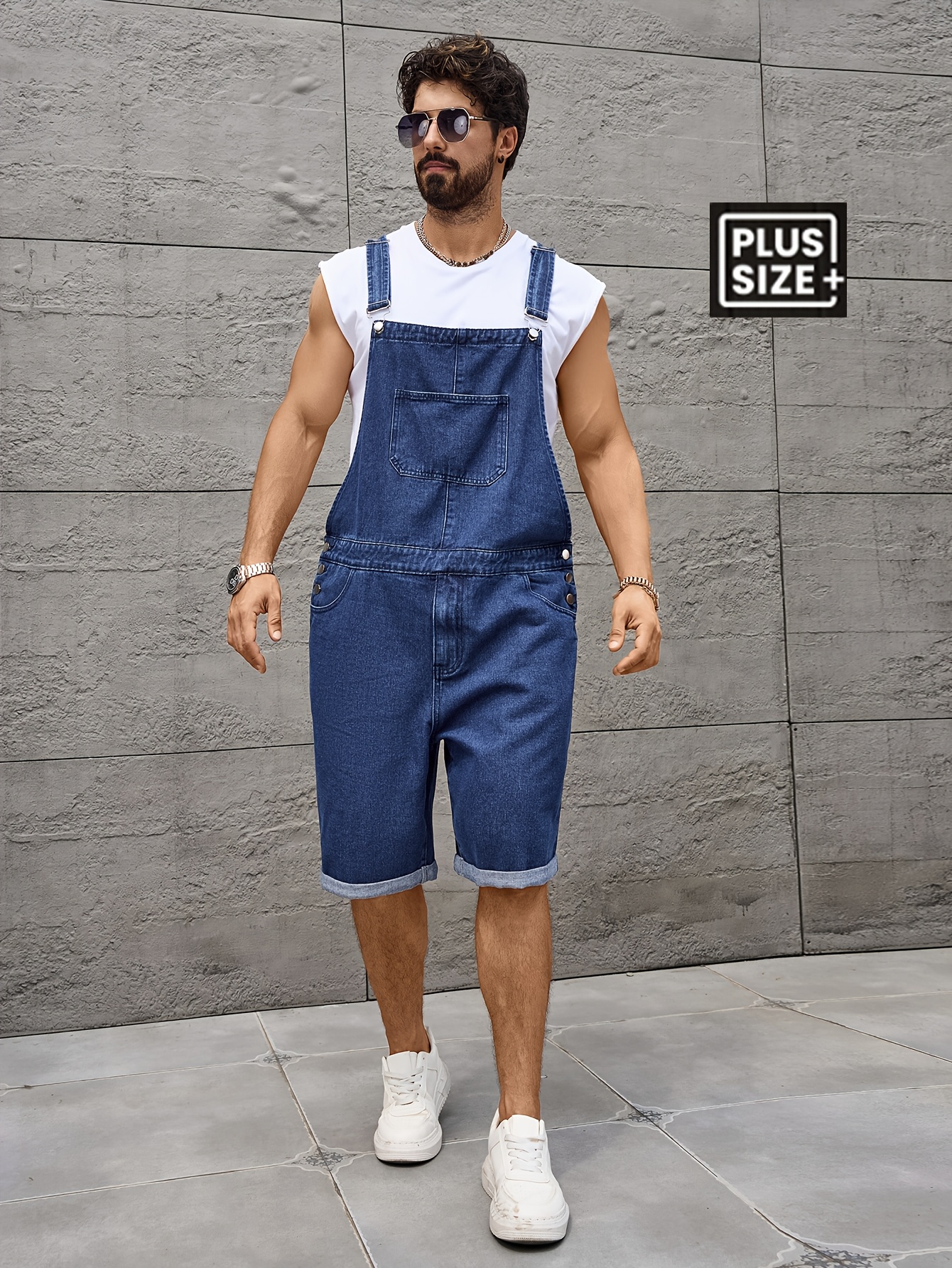 Denim Shorts Bib Overall Shorts Plus Size Mens Plus Size Denim