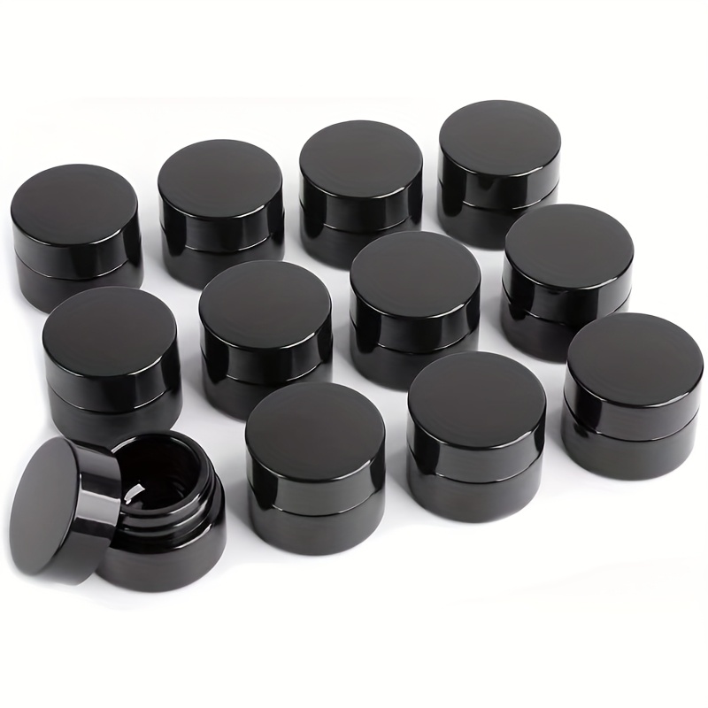E-shop 5G Dicke Schwarze Schutz Kleine Glasflaschen mit Deckel 5Ml Konzentratflaschen für Luftdichte Lagerung Wachs Blatt Salbe Creme Nachfüllbare