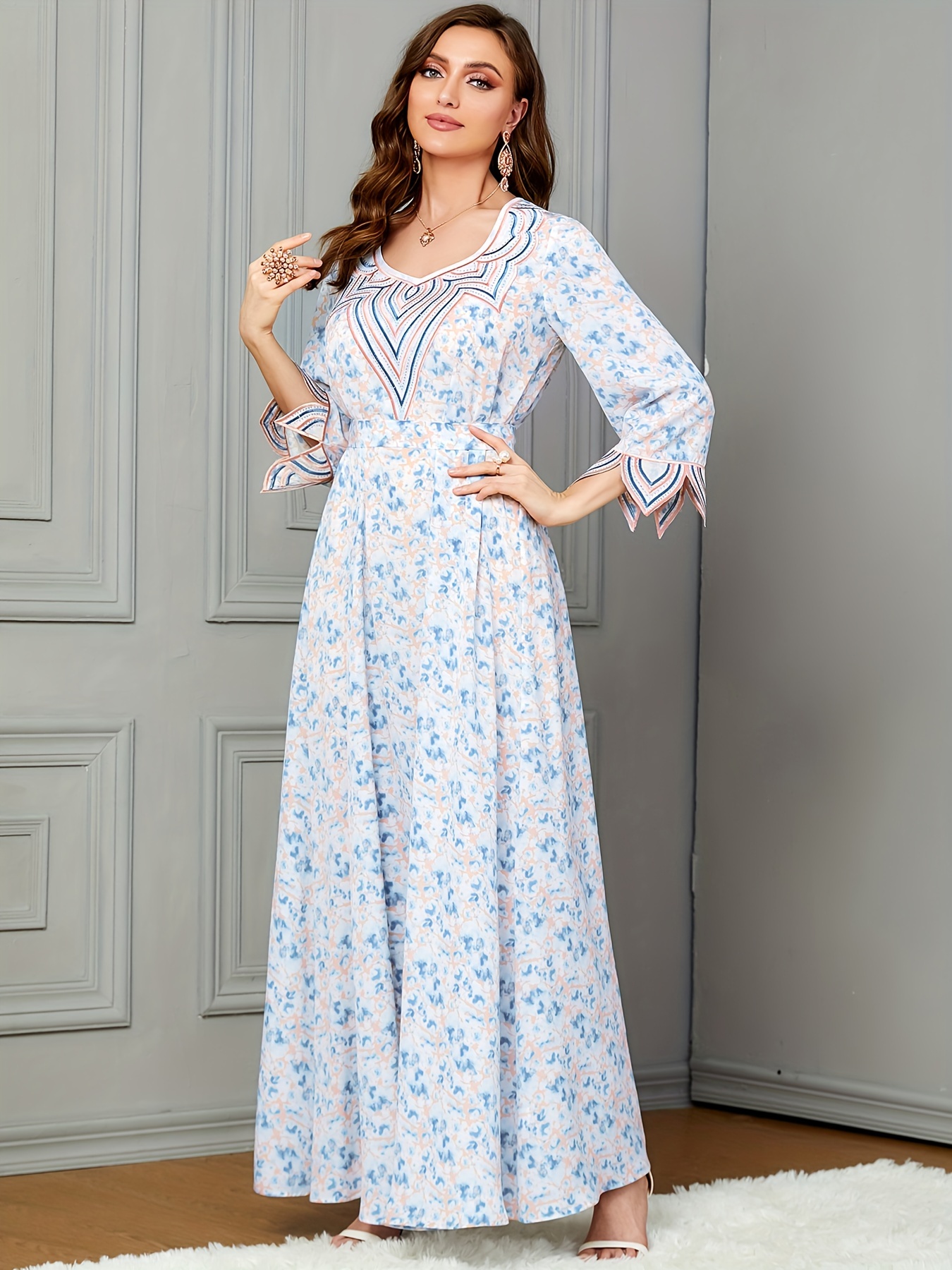 embroidered gauze dress White with Green Embroidery Cotton Gauze Dress – April Blooms main image 1