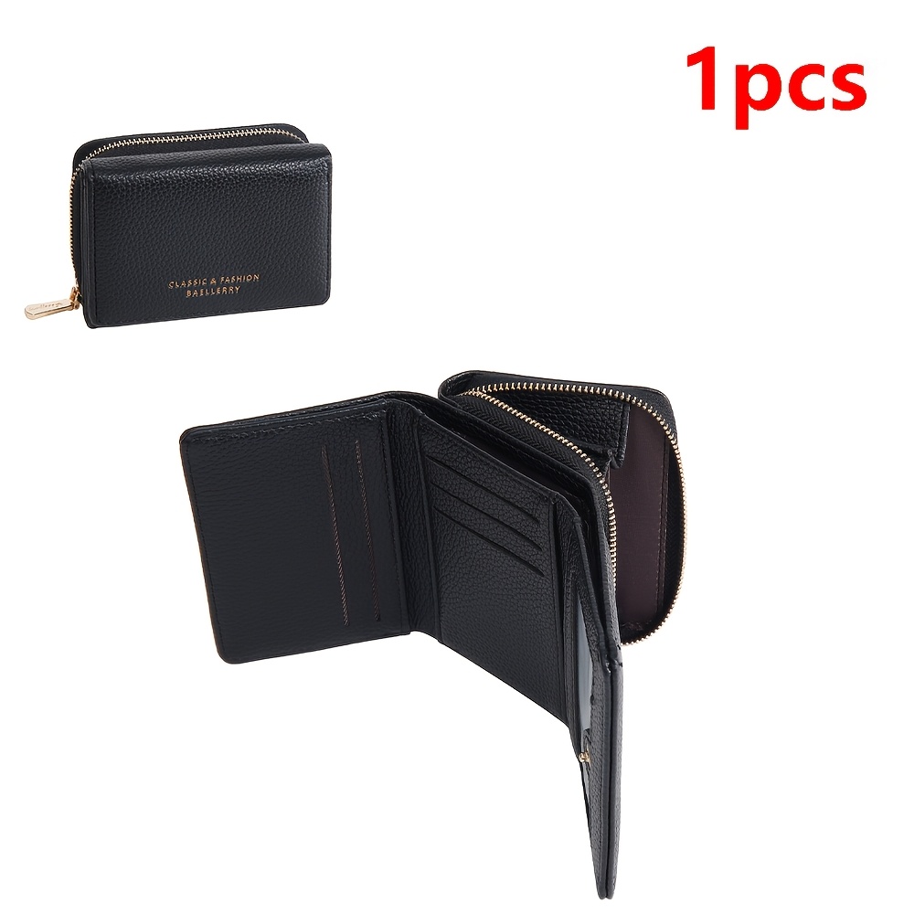 TEMU 1pc Billetera de Mujer Francesa de en Relieve, Estilo Baellerry Ins, Estuche de Tarjetas con Cremallera para Múltiples Tarjetas, Retro
