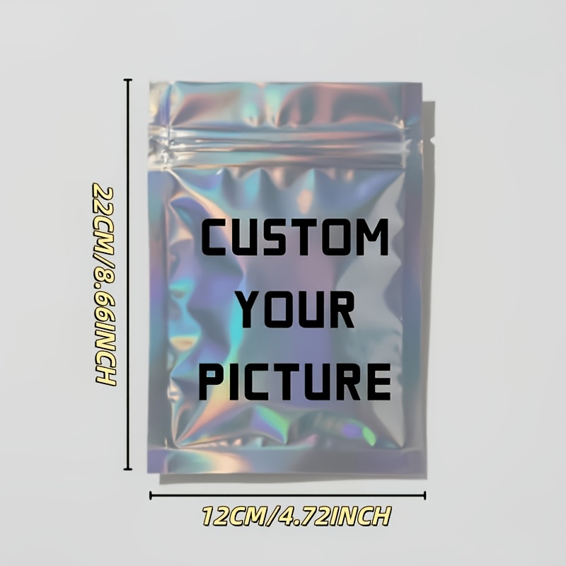 TEMU La personnalisation personnalisée des images et du texte sur mesure, avec des sacs d'emballage laser dotés de conceptions auto-scellantes pour