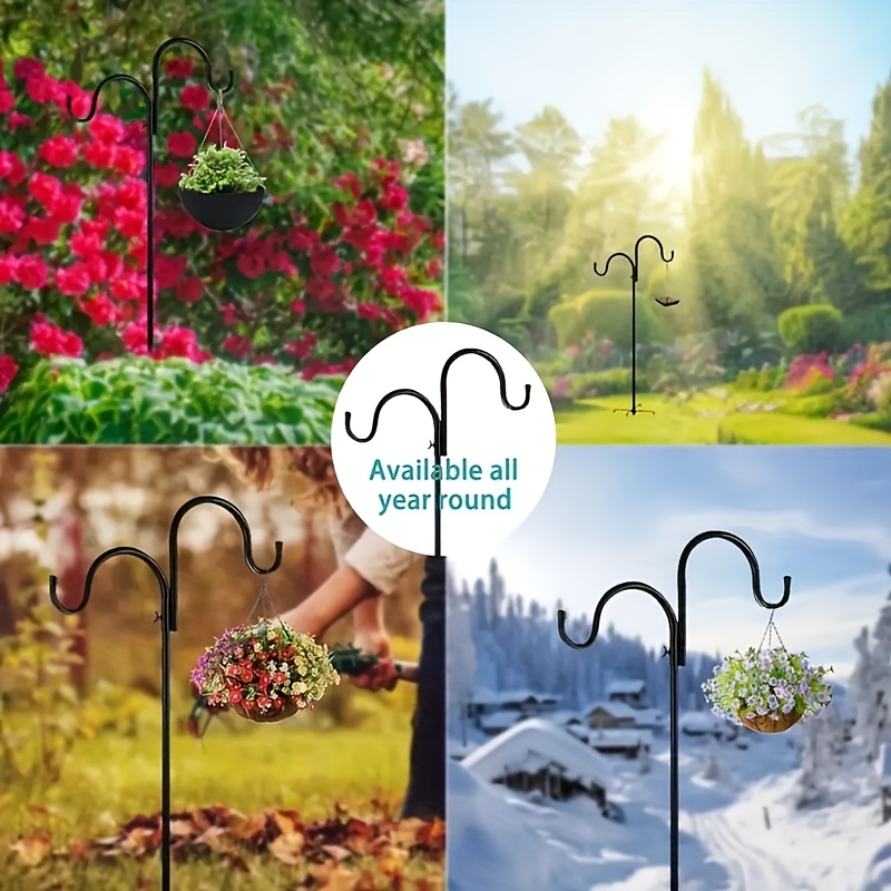 Bird Feeder Bracket, Heavy-duty Garden Shepherd Hook With 5-claw Base, Adjustable Bird Feeder Rod, Solar Light And Plant Hook, Suitable For Outdoor Wedding Decor, Black