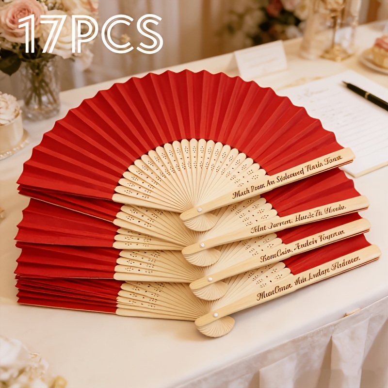 TEMU Bulk Custom Engraved Bamboo Folding Fans - Personalized Wedding Guest Favors Suitable For Bridal Showers, Bachelorette Parties, Summer Weddings,