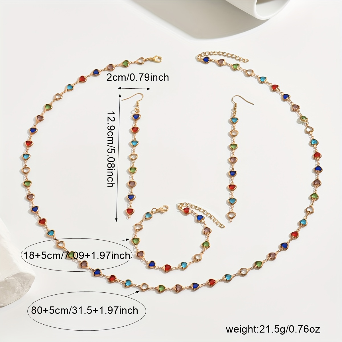 Heart-Shaped Candy Colored Beads Jewelry Set