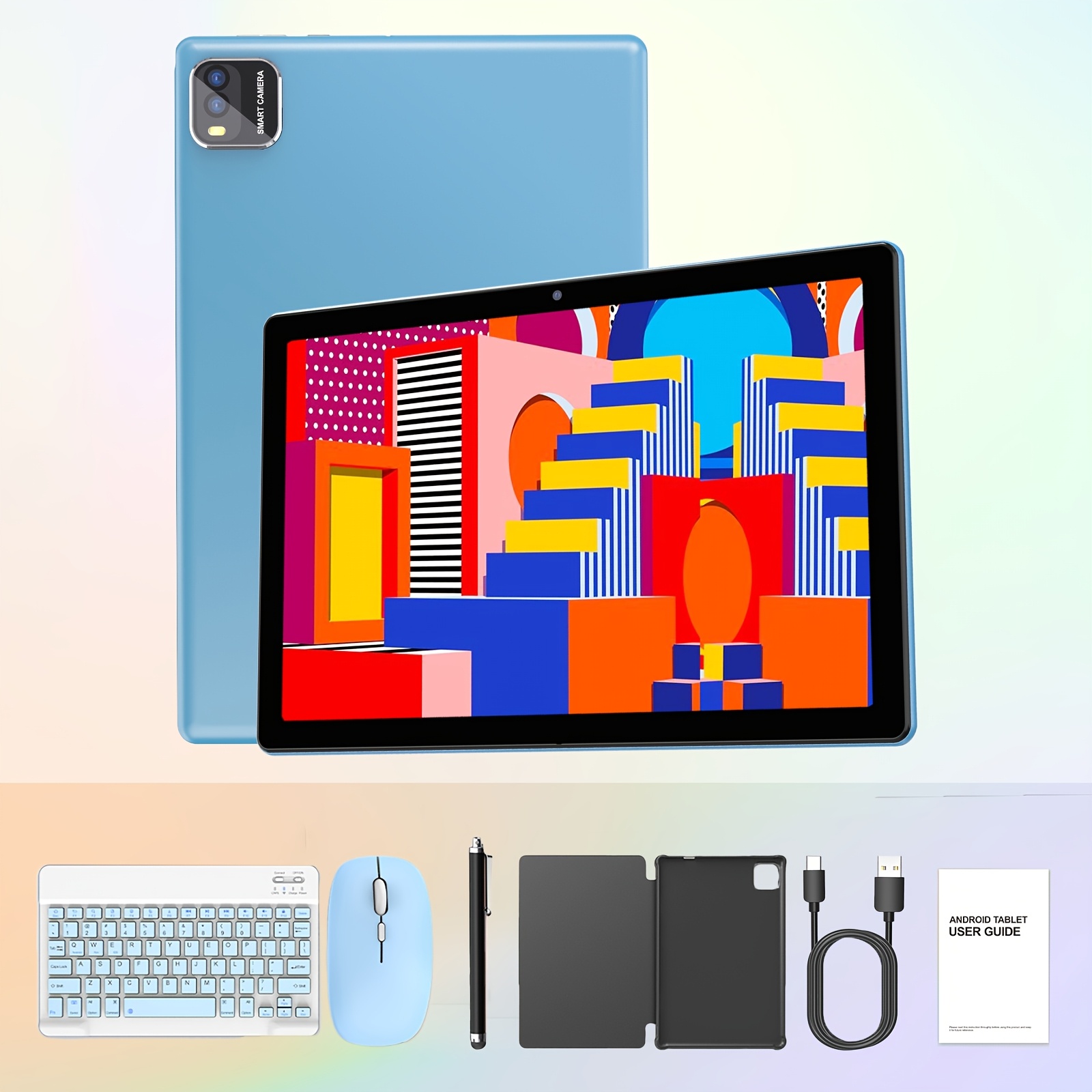 TEMU Tablette Android 15 10 pouces, 12 (3+9) Go de RAM, 64 Go de ROM, extension jusqu'à 1 To, double caméra 2,0 MP + 8,0 MP, écran IPS 1280*800,