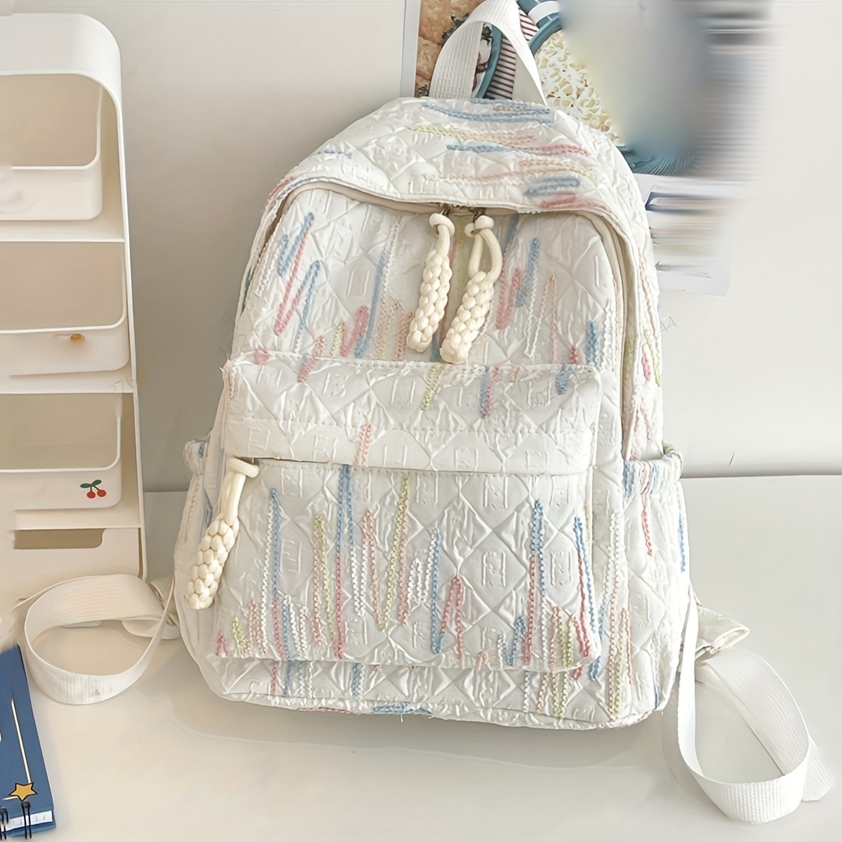 

Chic Nylon Backpack For Women - Waterproof, Durable School & Travel Bag With Practical Pockets, Ideal For Teens & College Students