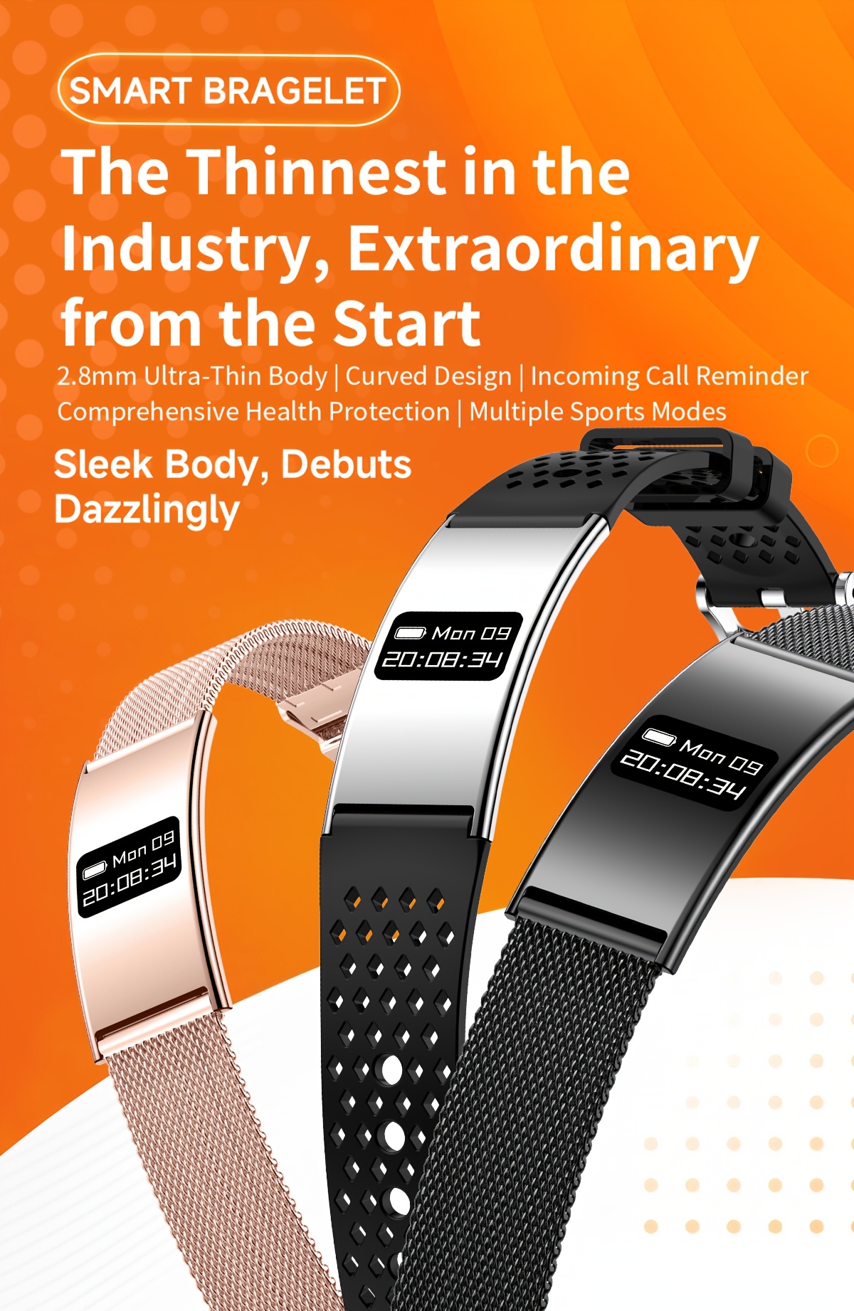 GWENLAND 2025 Smart Bracelet - Zinc Alloy Body, Lightweight And Fashion, Multiple Sport Modes, Step Count, Sleep Detection, IPX8, Remote Control Photography, Ideal Christmas Gift for Boyfriend Or Girlfriend