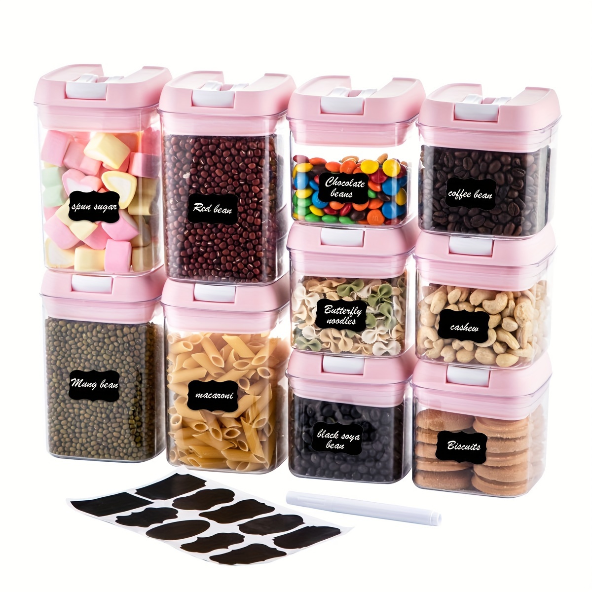 

Container Set- Clear Plastic - & Pantry Organization For , , , Labels & (sc-001, Sc-002, Sc-003, Sc-004)