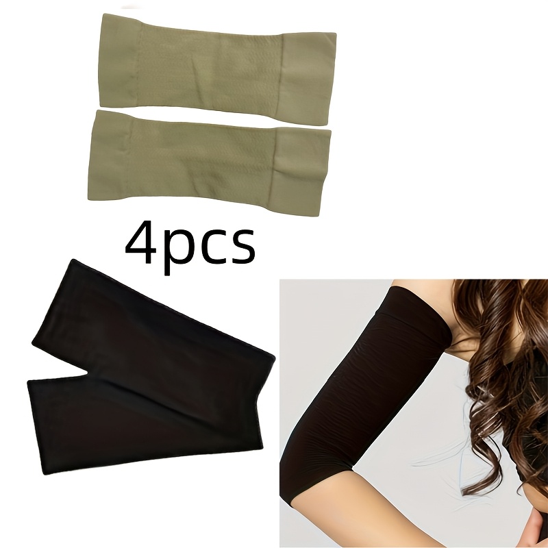 Image of 4pcs Set Of Compression Arm Sleeves, Top 3.54 Inches (cm), Bottom 7.48 Inches (cm), Yoga Sleeves, Elastic Wrist And Elbow Support, Special Textured Fabric