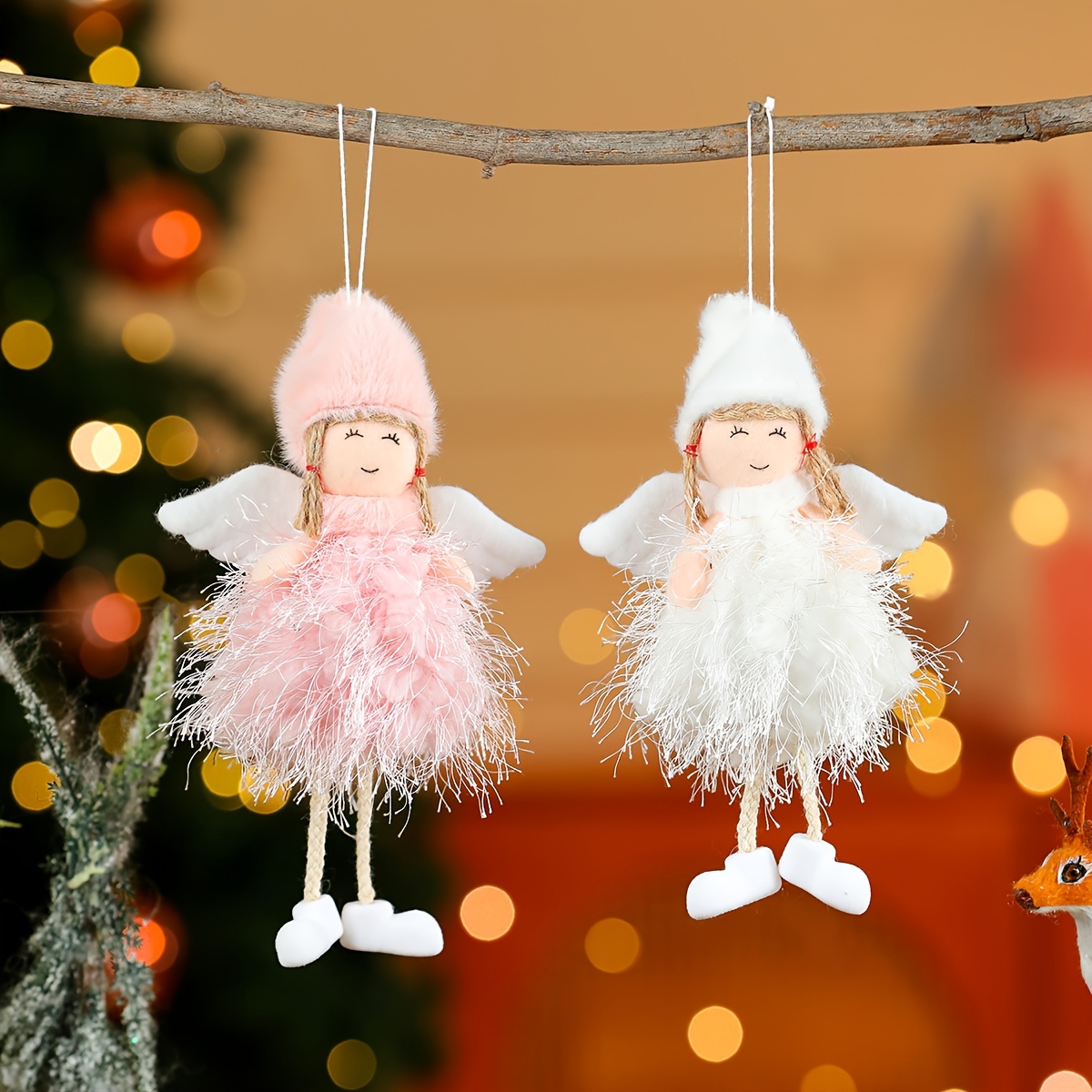 TEMU 2pcs Christmas Cute Ornaments, Lovely Hanging Christmas Tree Hanging Ornaments, Tree Hanging Ornaments Decoration For Christmas Holiday Party