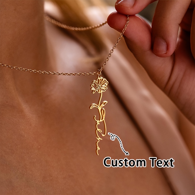 Personalized 18K Golden Plated Name Necklace, Zodiac Pendant Gift