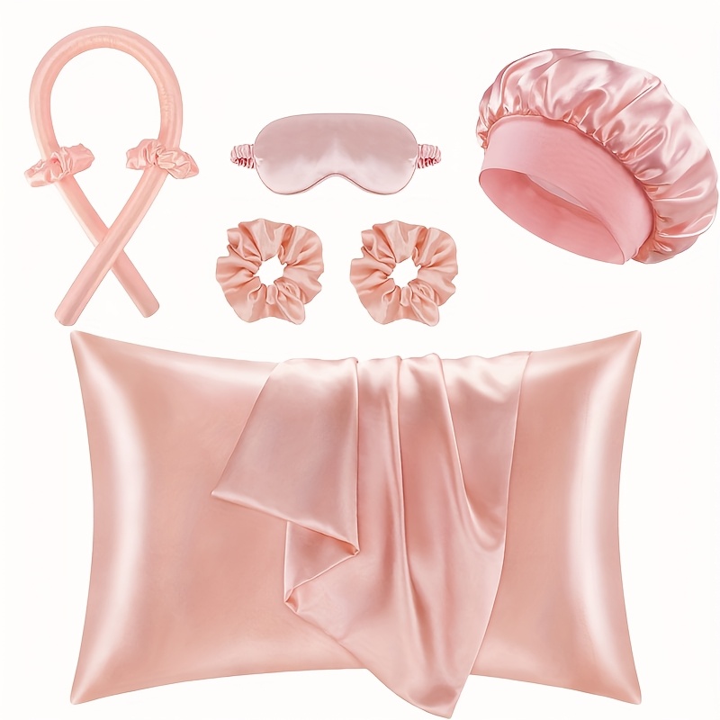 E-shop 8-teiliges Schlaf--Set, inklusive 1 Lockenwickler, 1 Kissenbezug, 1 Schlafmaske, 4 Haargummis 1 . für die Haar- Hautkönigin, ideal für