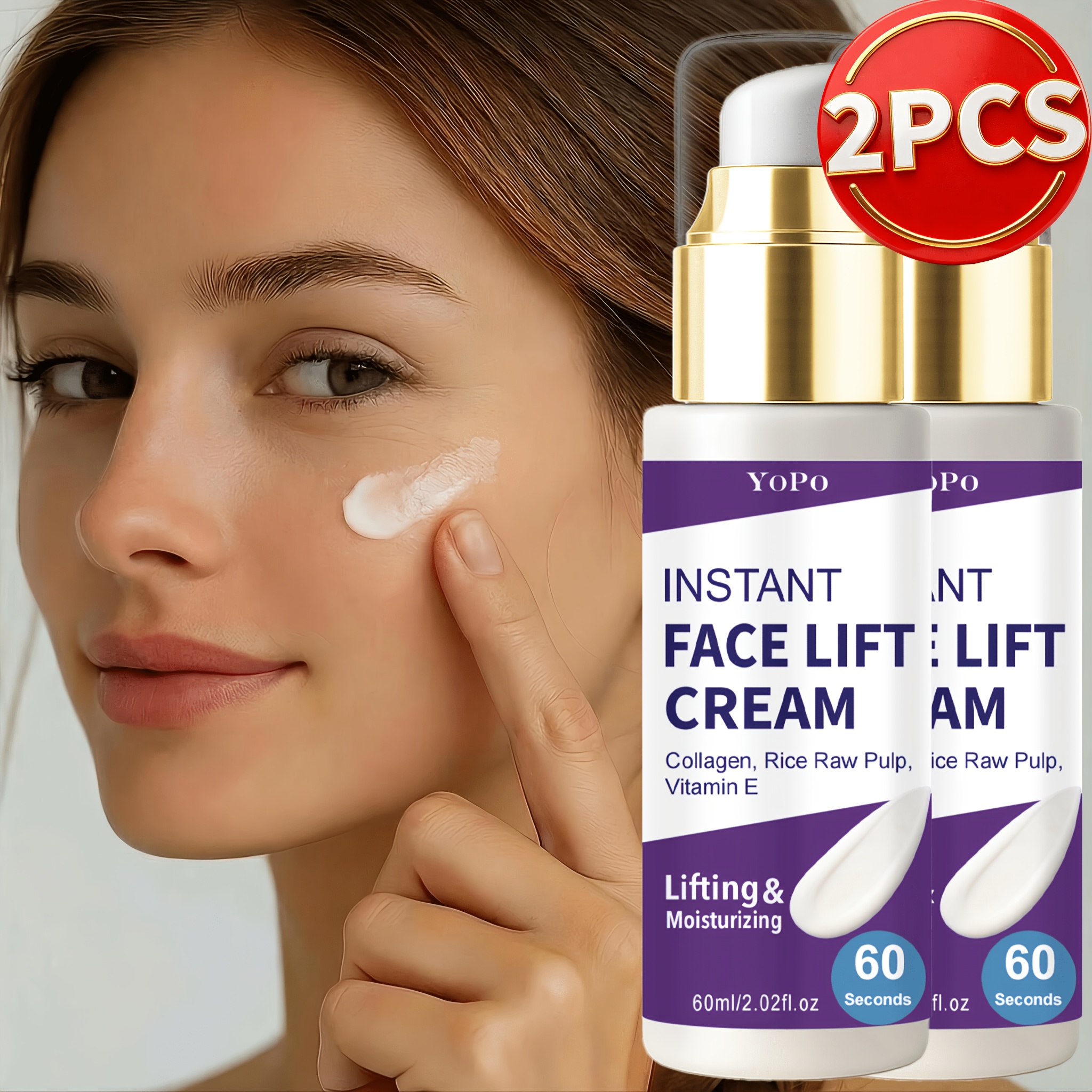 Image of 2pcs [ Lift Cream] Collagen Lift Cream - Tightens And Light Beige, And Wrinkles, Alcohol-free Suitable For All Light Beige Types, Wrinkle, Skincare, Lightweight Formula, Smooth Texture