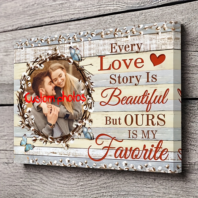 

Personalized Wooden Framed Canvas Painting: Perfect Gift For Couples - 11.8x15.7inch