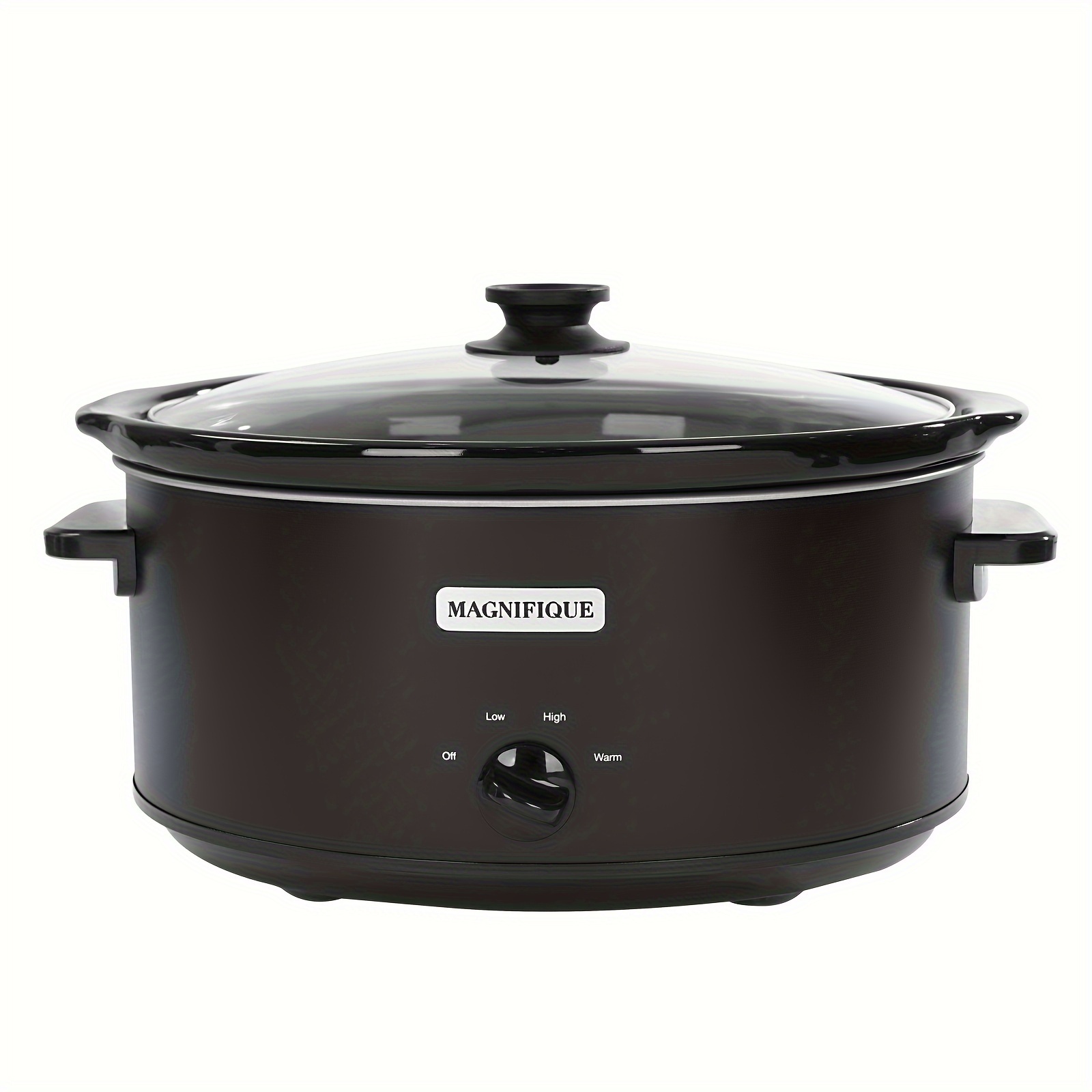 

1pc, Magnifique 7 Quart Slow Cooker Oval Manual Pot Food Warmer With 3 Cooking Settings, Black Stainless Steel