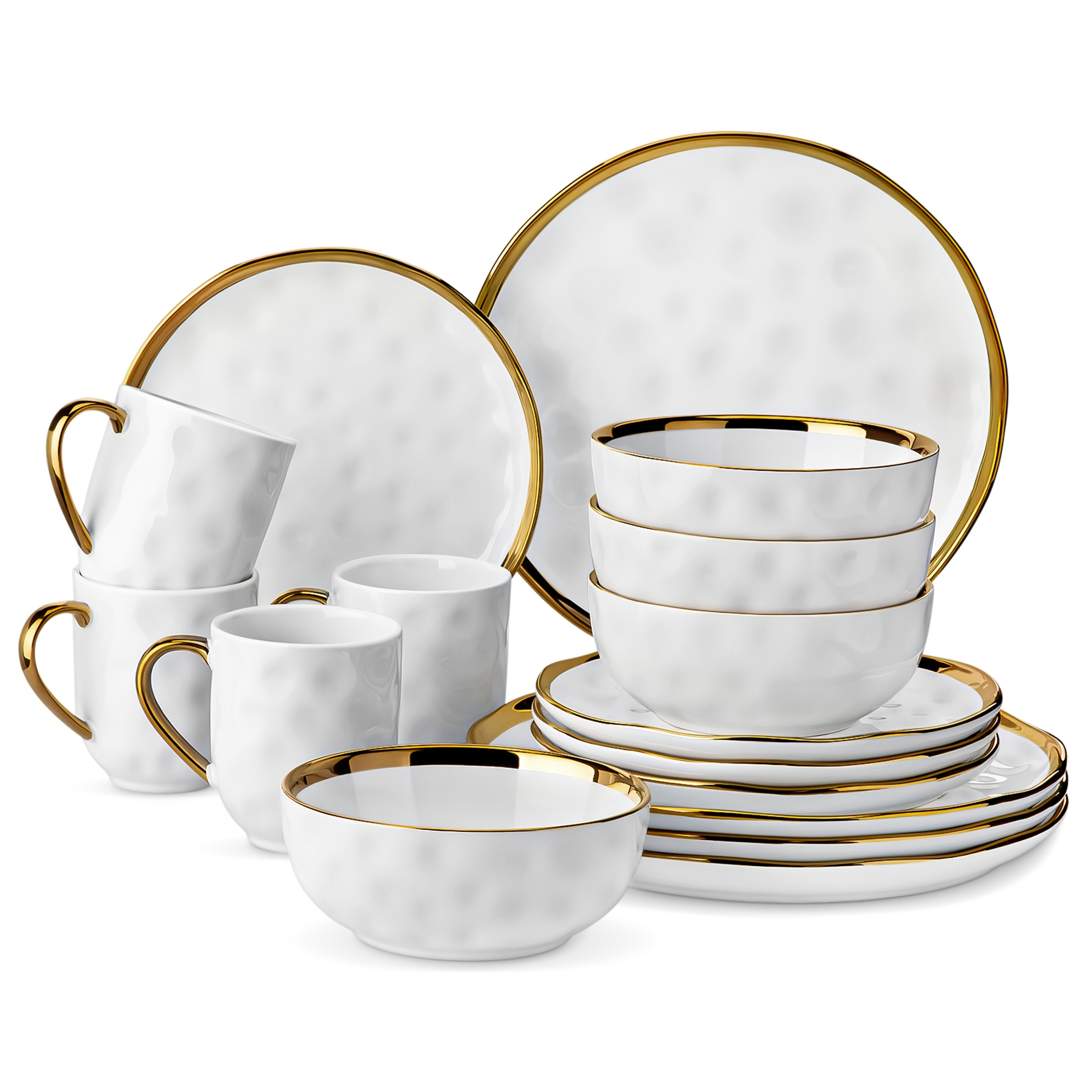 TEMU Service à diner 16 pièces pour 4 personnes, service de table en céramique, noir, blanc, ensemble de salle à manger moderne comprenant assiettes