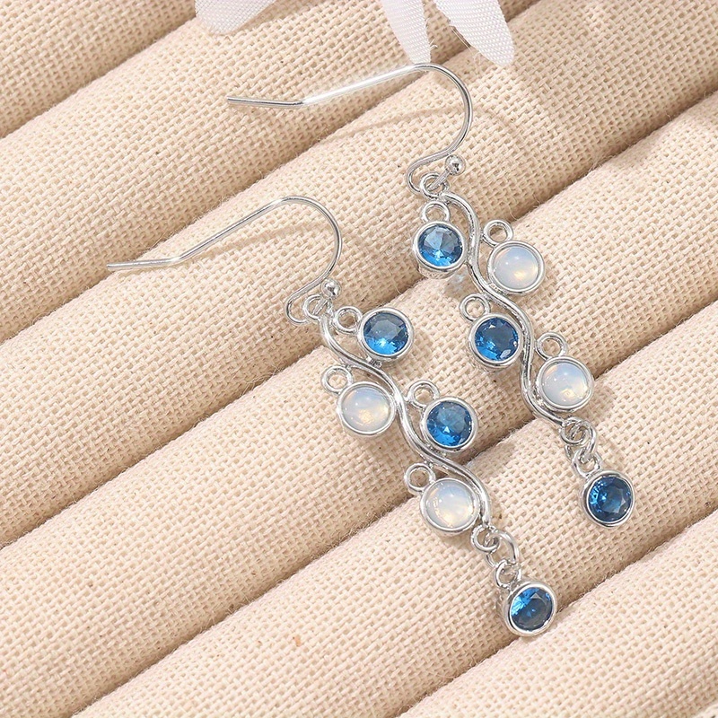 Image of Boho Irregular Long Dangle Earrings For Women Ethnic Pendant Ear Hook Vintage Synthetic Cubic Synthetic Zirconia Drop Earrings Beach Party Jewelry Gift