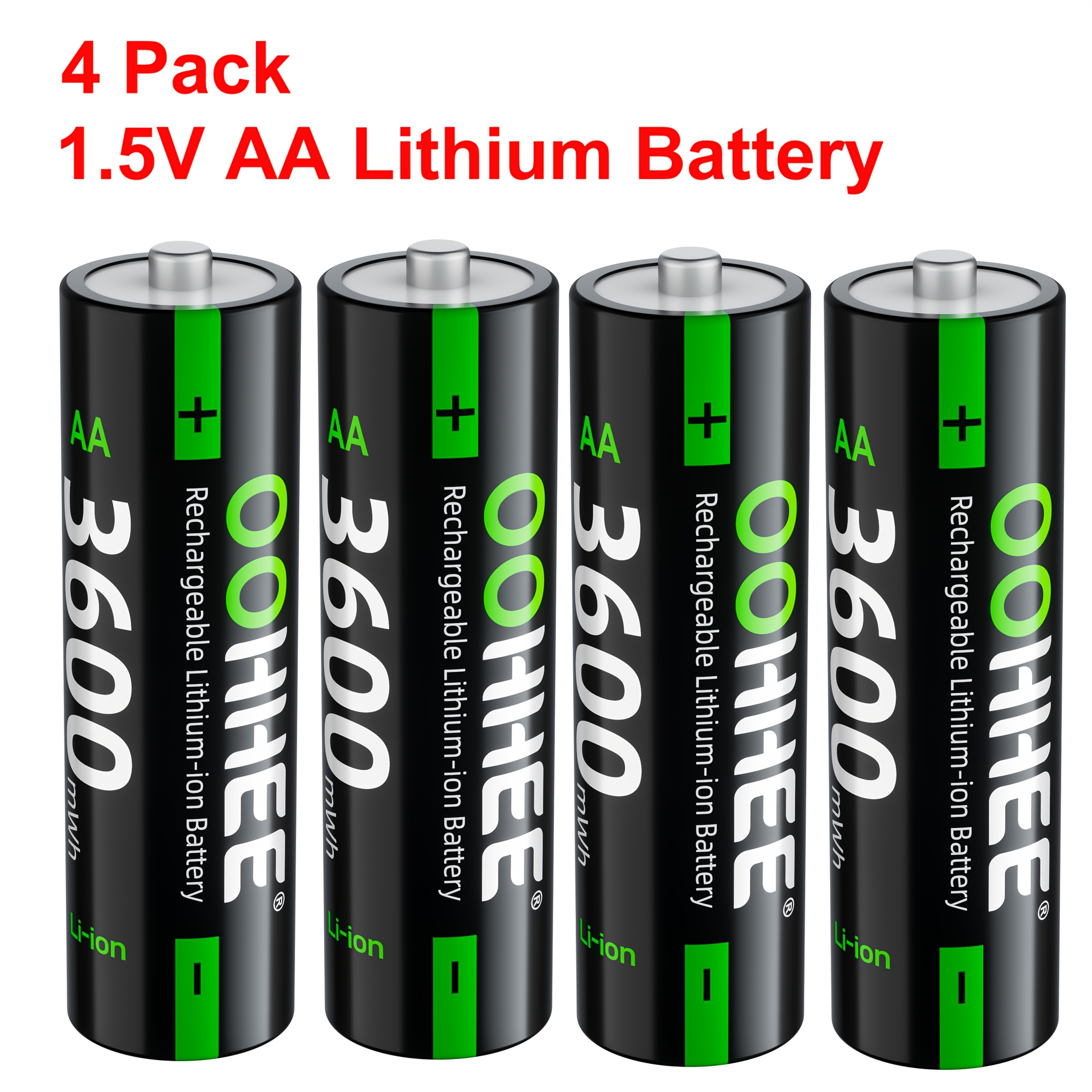 TEMU 4pcs 3600mwh 1.5v Aa Rechargeable Lithium Batteries, Suitable For Daily Home And Office Aa Electronic Devices Such As Wireless Microphones,