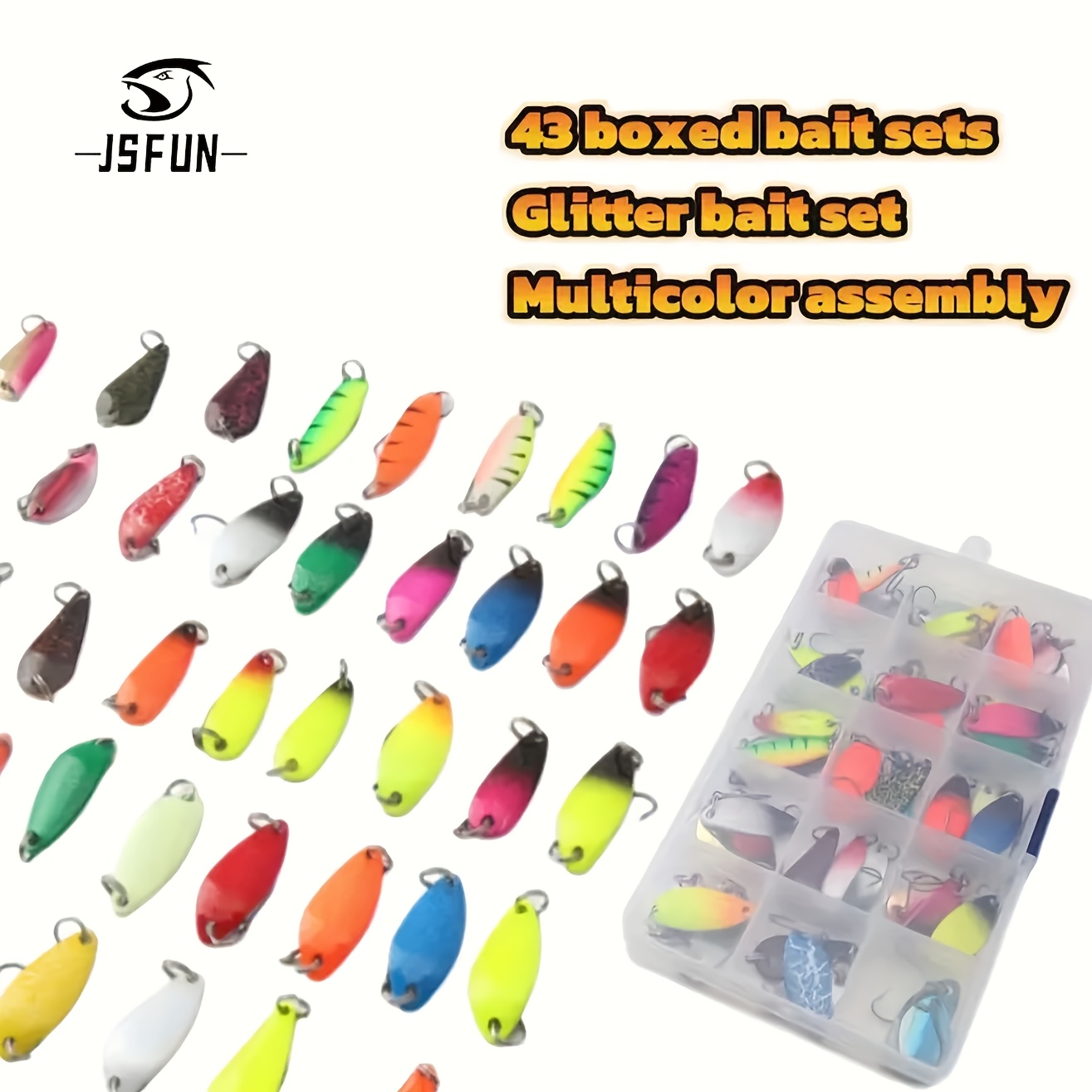 

43pcs/box Glitter Set - For Trout Fishing - Jsfun Brand - Iron Construction - Suitable For , Thanksgiving, Christmas, Halloween, Father's Day