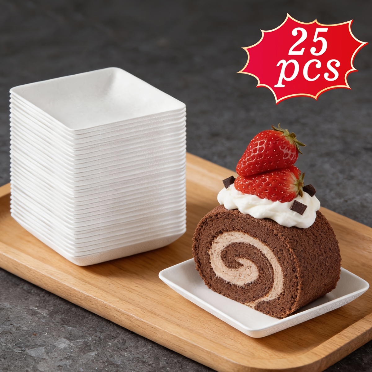 Image of 10/25pcs Disposable Mini Cake Boards - Square Trays For Dessert Bases, Ideal For Weddings, Birthday Parties, Cakes, Mousse Display - V Pack For Baking Shops And Celebrations
