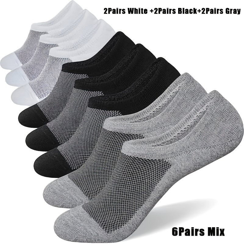 TEMU Chaussettes invisibles pour hommes en 3/4/6 paires, avec une coupe basse et une ouverture profonde, fabriquées à partir de matériaux de haute