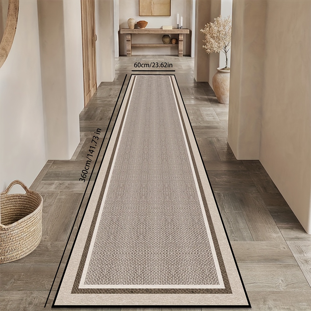TEMU 1pc Modern Minimalist Machine-washable Long Rectangular Decorative Mat - 100% Polyester Durable Floor Mat For Living Room, Entryway, Bathroom,