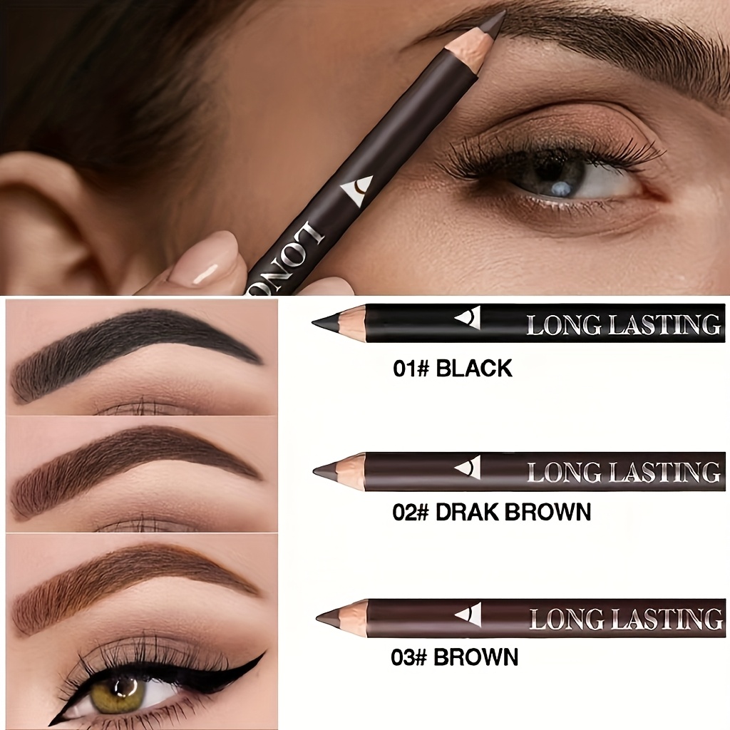Crayon à Sourcils Et Eyeliner étanche - Noir Et Marron, Effet Naturel, 12 Mois PAO