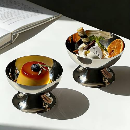 of 2 3 stainless steel dessert bowls dishwasher safe ice cream cups suitable for home and parties
