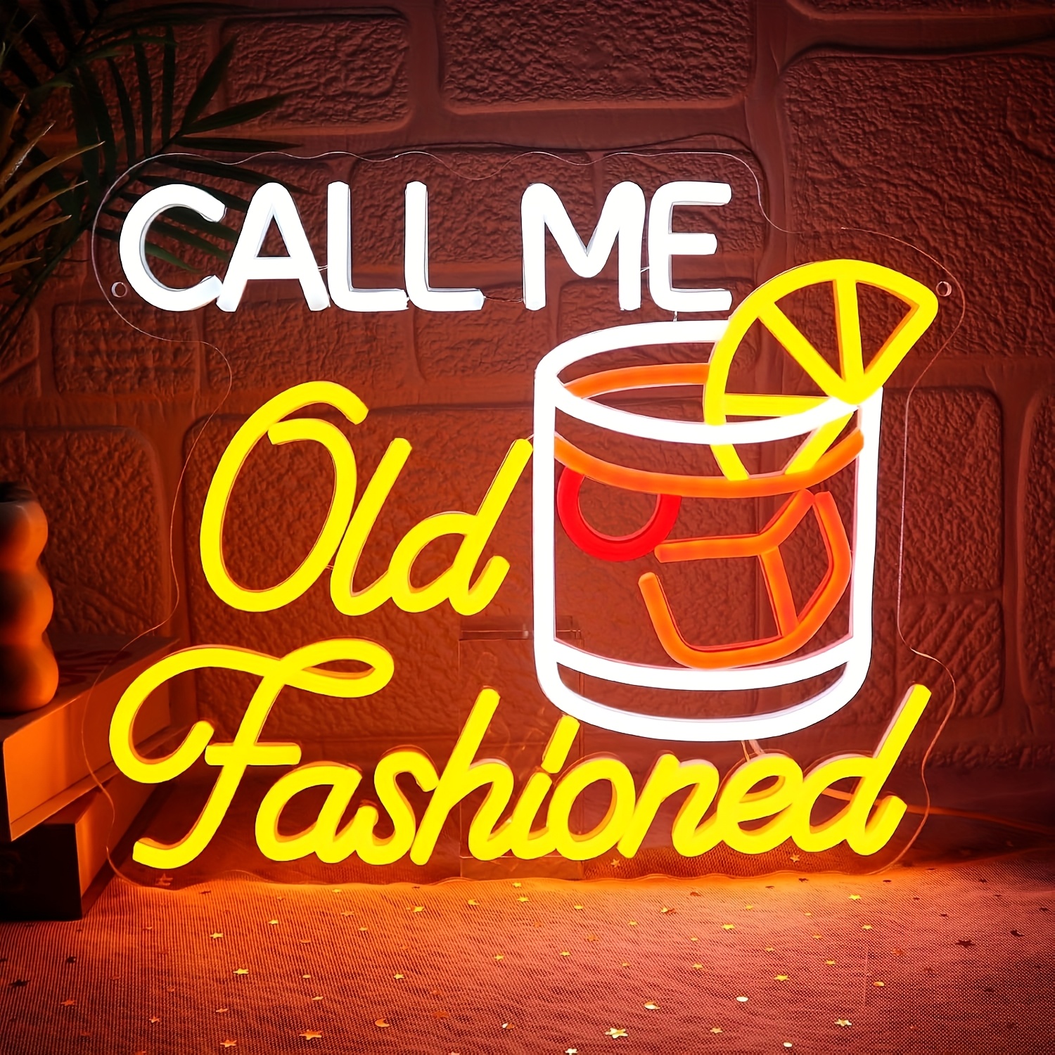 TEMU Neon Wall Decor Sign: ' Old Fashioned' - Dimmable Led Light For Bars, Cocktails, And Parties. Perfect , Men, And