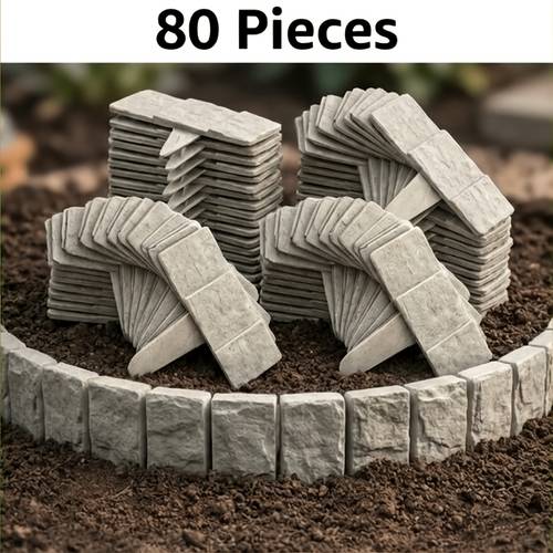 30 40 80pcs stone texture garden border interlocking landscape lawn edge fence flexible curve bed divider for flower beds yard patio